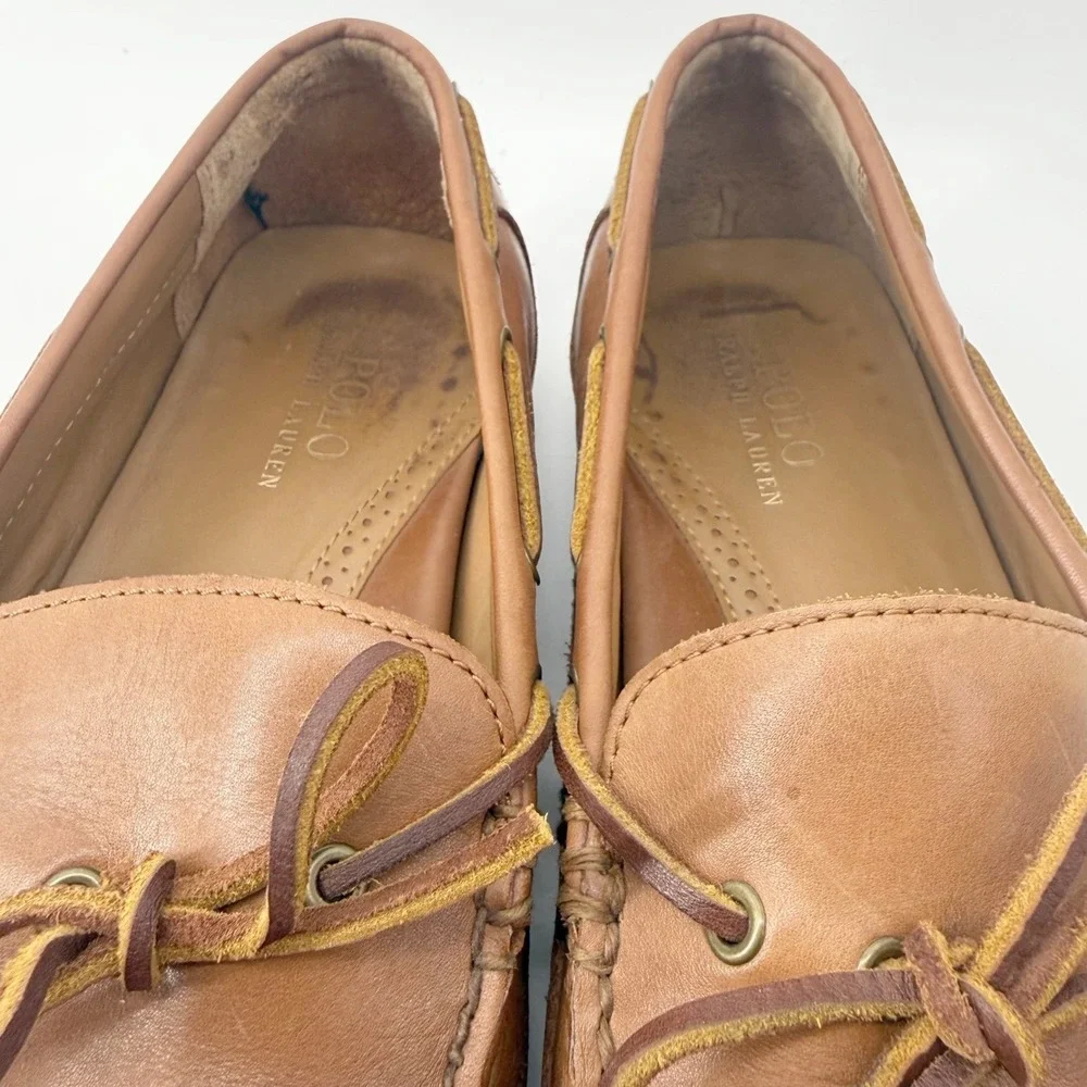 Polo Ralph Lauren Roberts Driving Loafers Mens 11D Tan Brown Leather Slip On